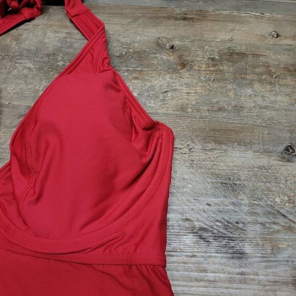Birdsong Size‎ 32H Bare Necessities Rouge Red Underwire Halter Tankini Swim Top - Picture 6 of 12